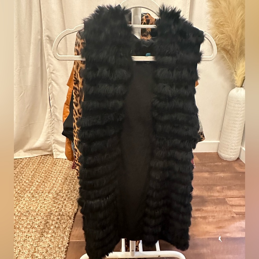 FUR vest - Black Rabbit Fur